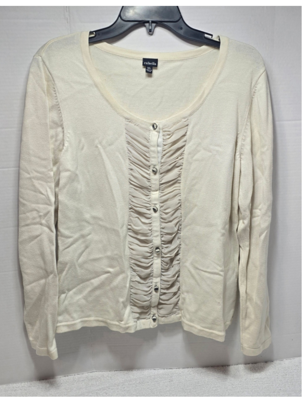 Women's Rafaella Cream Cardigan Sweater Size XL